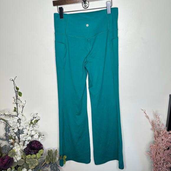 ATHLETA Salutation Stash Flare Pant Emerald Green Teal Sz L {I21} - Picture 3 of 5